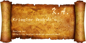 Kriegler András névjegykártya
